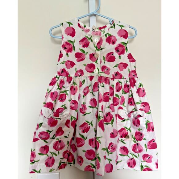 Vintage 90s Floral Sleeveless Dress Size 3T Button Up Cute Pockets EUC - Picture 1 of 5